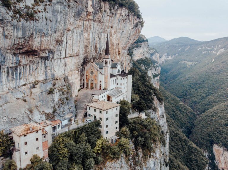 The Sanctuary of Madonna Della Corona, an Italian Church Built into a Cliff