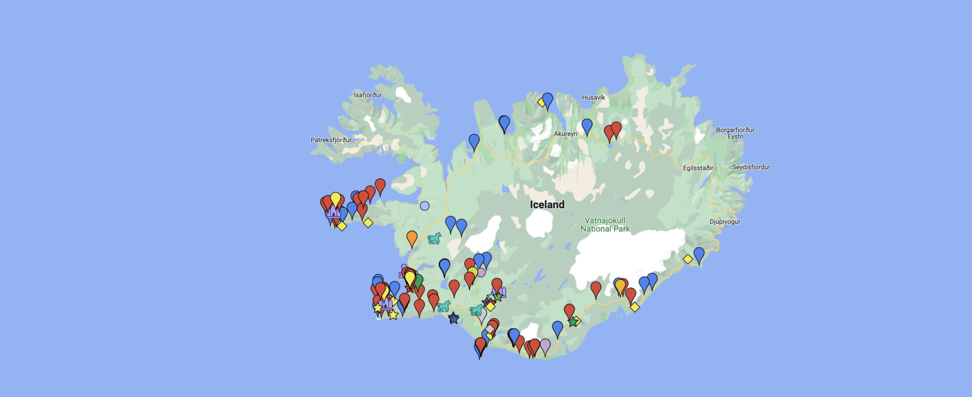 Iceland Attractions Map